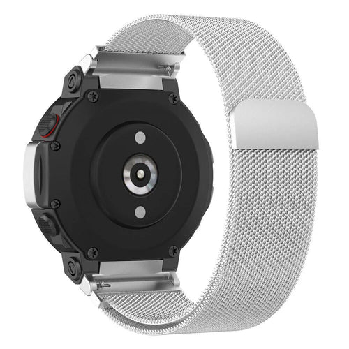Milanese Strap, silver, on a watch, 3/4 rear view