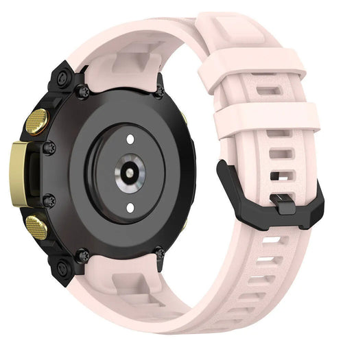 Silicone Strap, pink, on a watch, 3/4 rear view