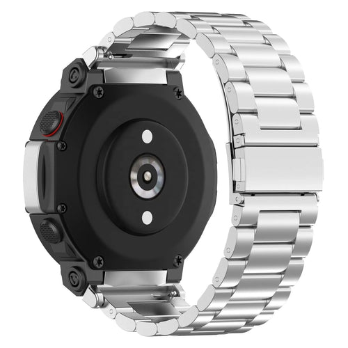 Steel Strap, silver, on a watch, 3/4 rear view