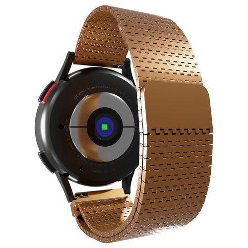 Metal Mesh Strap 'Deluxe', rose gold, on a watch, 3/4 rear view