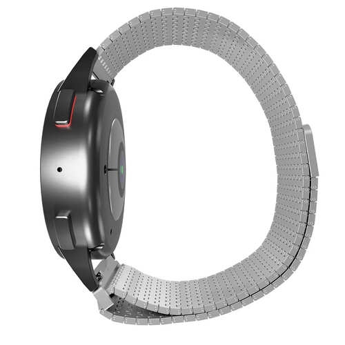 Metal Mesh Strap 'Deluxe', silver, on a watch, 3/4 rear view