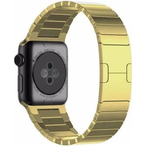 Luxurious Metal Strap, gold, on a watch, 3/4 rear view