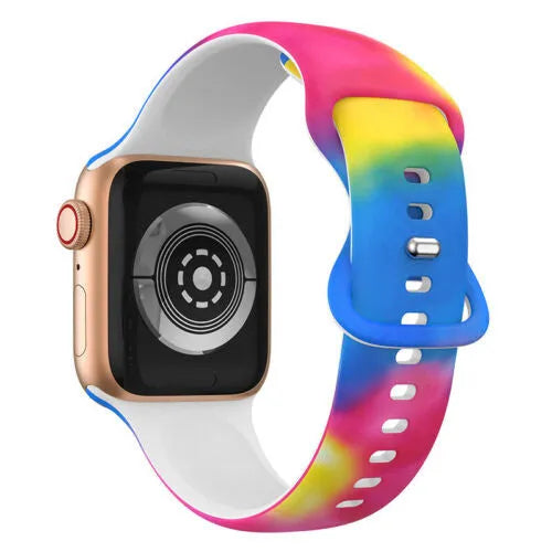 Print Silicone Strap, on a watch, 3/4 rear view