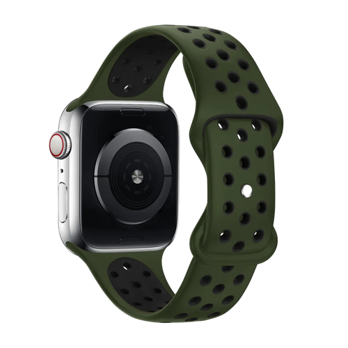 Bracelet Apple Watch sport (vert olive/noir)