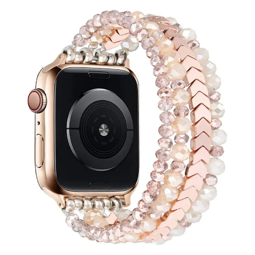 Bracelet perlée Apple Watch (or rose)