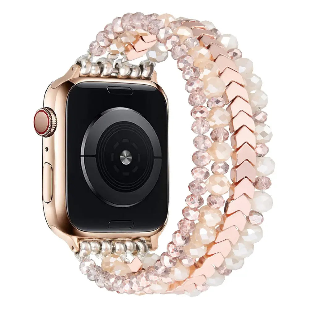 Bracelet perlée Apple Watch (or rose)
