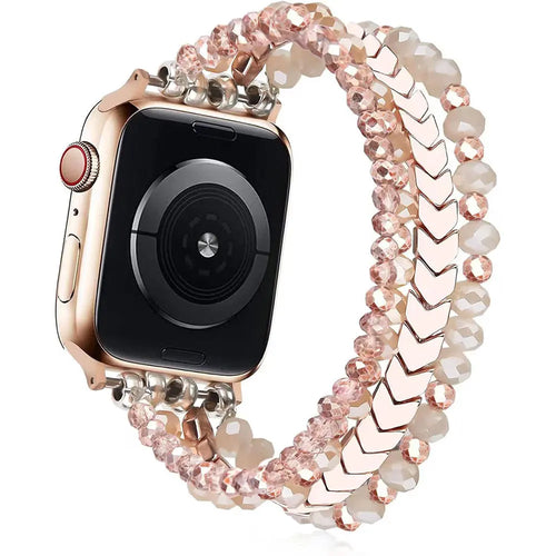 Bracelet perlée Apple Watch (or rose)