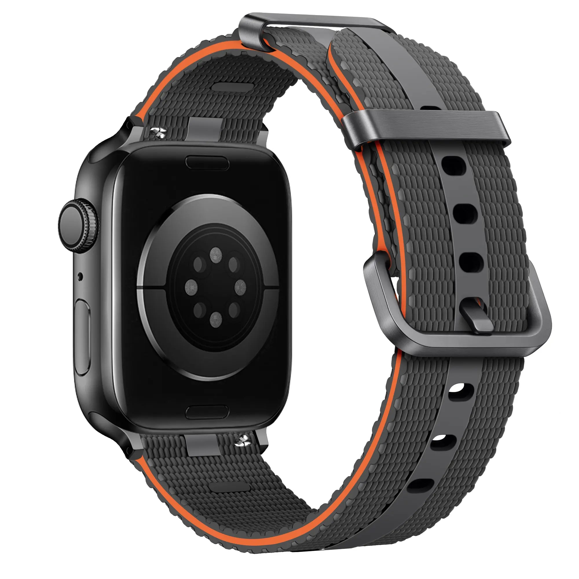 Apple Watch Silicone Active Strap (Dark Grey/Orange)