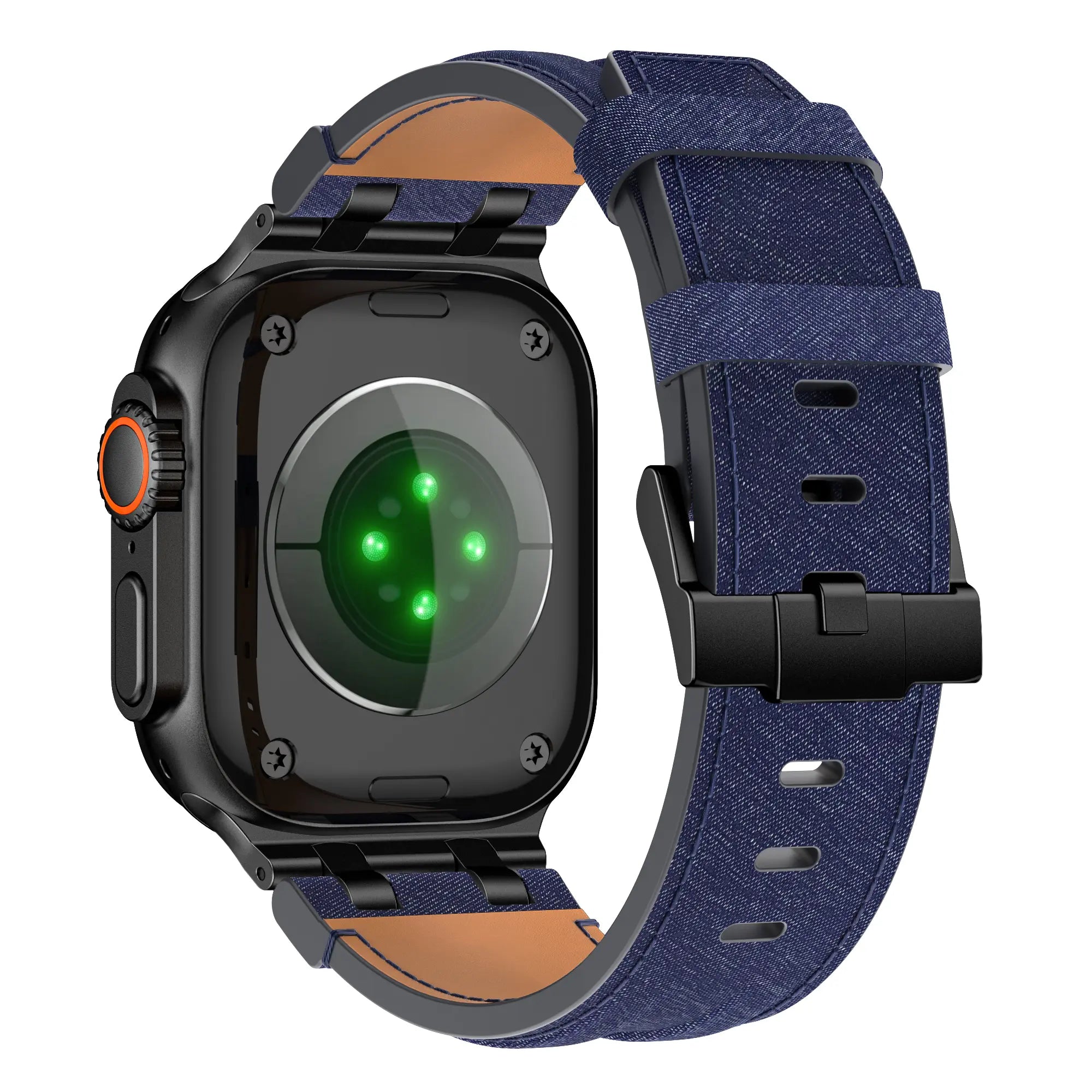 Bracelet cuir denim Apple Watch (bleu/noir)