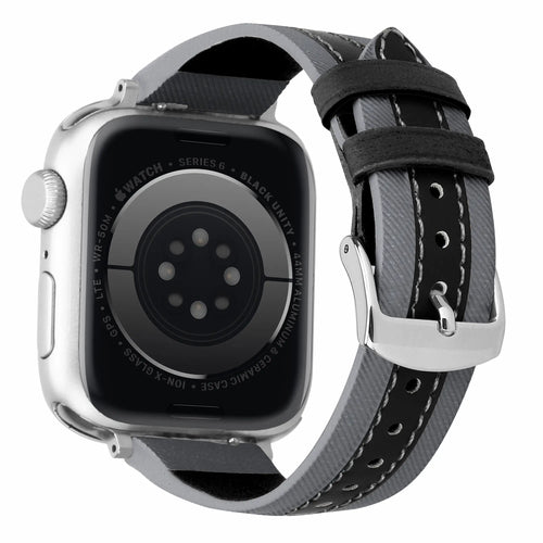 Bracelet cuir hybride slim Apple Watch (gris/noir)