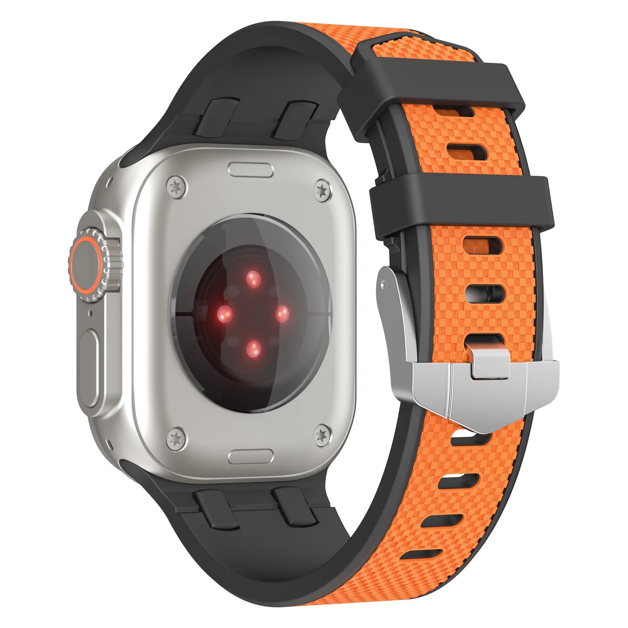 Bracelet sport grain Apple Watch (noir/orange)