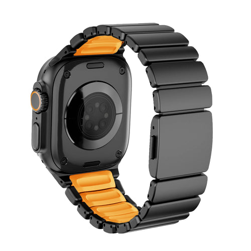 Bandz Apple Watch Titanium Strap 'Hybrid' (Black/Orange)
