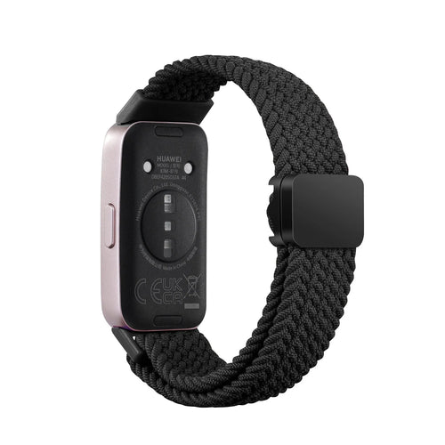 Nylon Adjustable Braided Strap, black, on a watch, 3/4 rear view