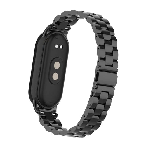 Steel Strap, black, on a watch, 3/4 rear view