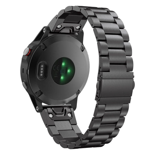 Steel Strap, black, on a watch, 3/4 rear view