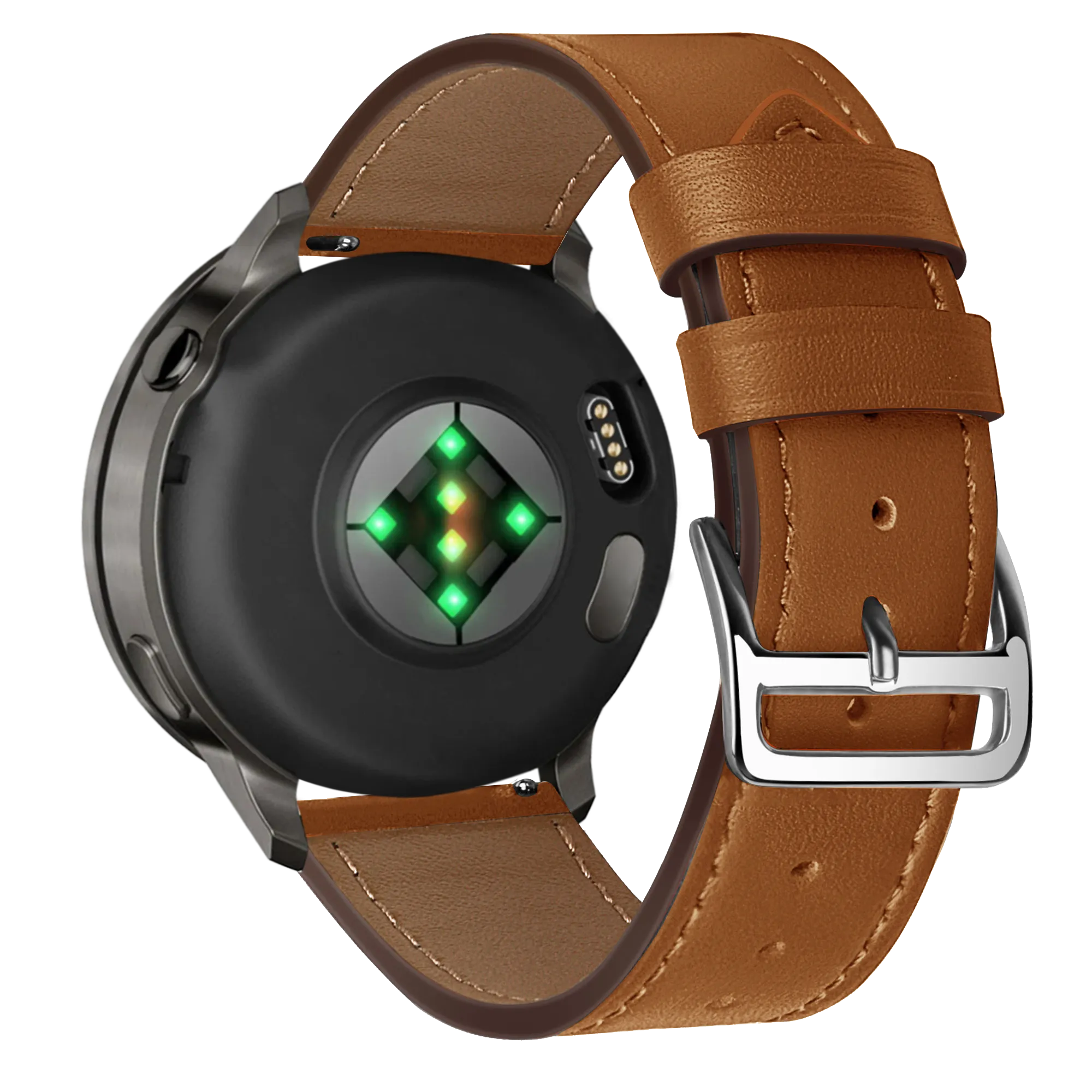 Bandz Garmin Forerunner 265 Leather Strap 'Deluxe' (Brown)