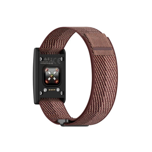 Nylon Strap, brown, on a watch, 3/4 rear view