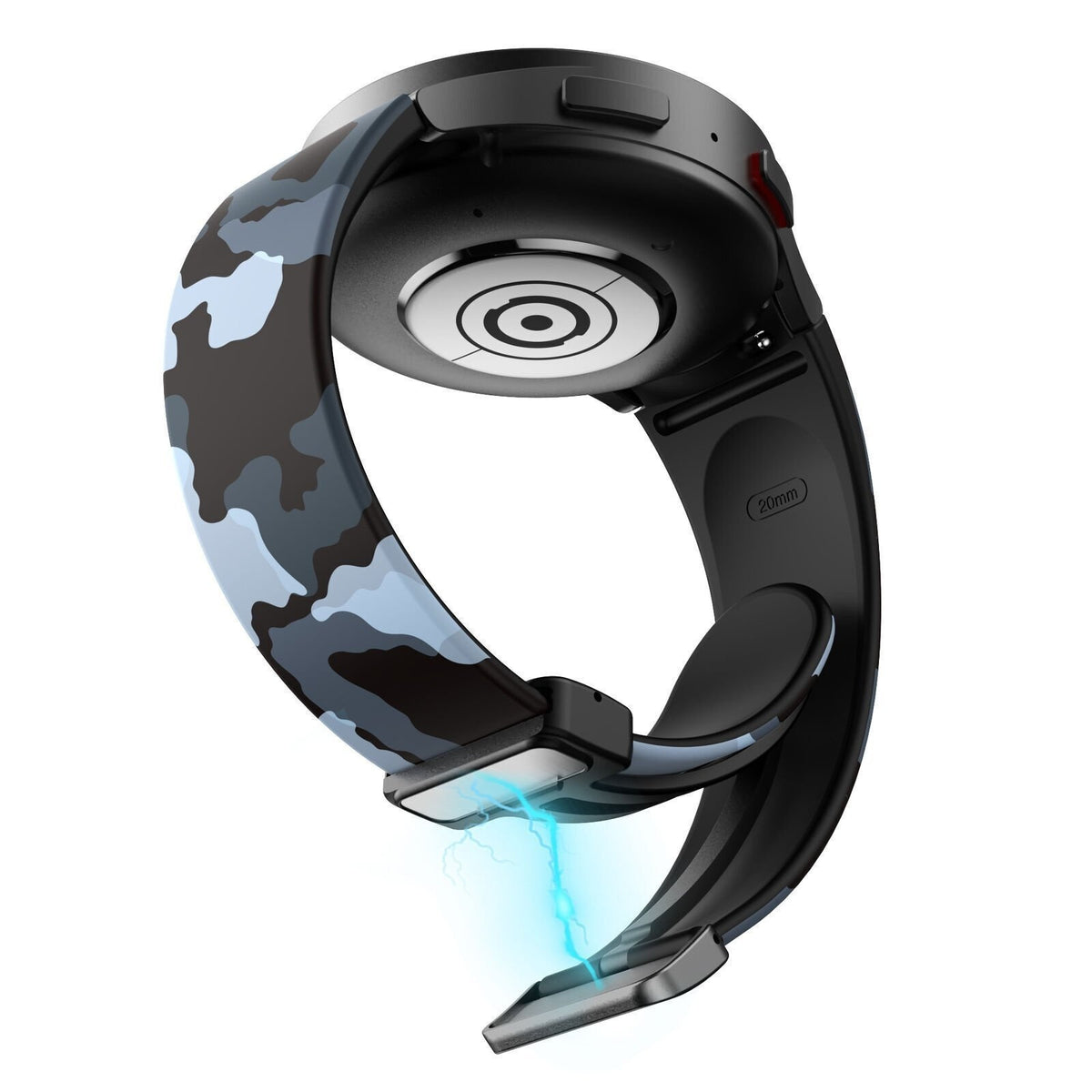 Silicone Magnetic Patterned Strap, on a watch, 3/4 rear view