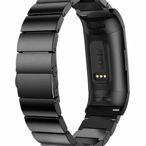 Metal Strap, black, on a watch, 3/4 rear view