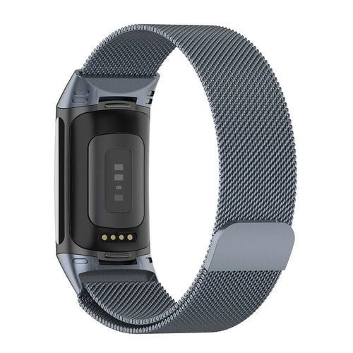 Milanese Strap, space grey, on a watch, 3/4 rear view