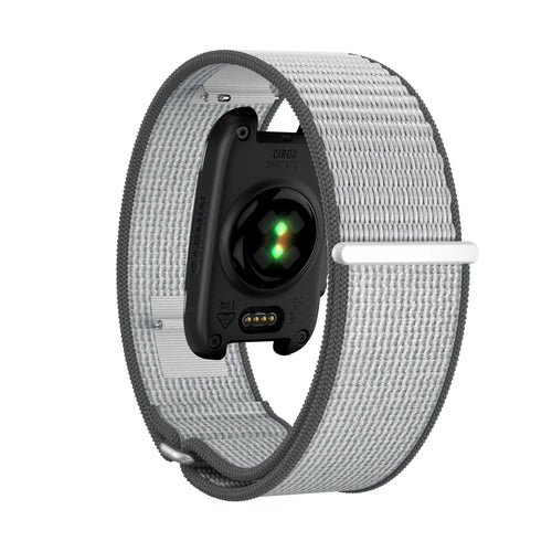 Nylon Strap 'Classic', grey/white, on a watch, 3/4 rear view