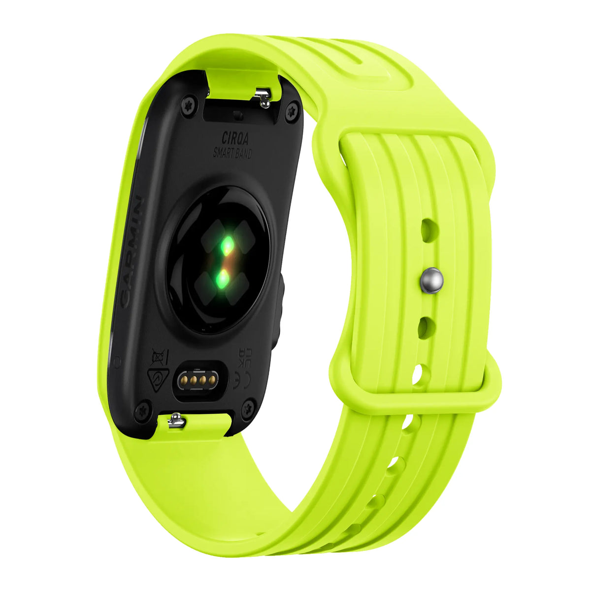 Silicone Strap 'Classic', lime, on a watch, 3/4 rear view