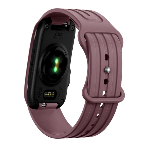 Silicone Strap 'Classic', light plum, on a watch, 3/4 rear view
