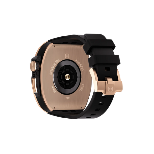 Reqior Boîtier en polymère et acier avec bracelet en caoutchouc Apple Watch 45mm (rose or)