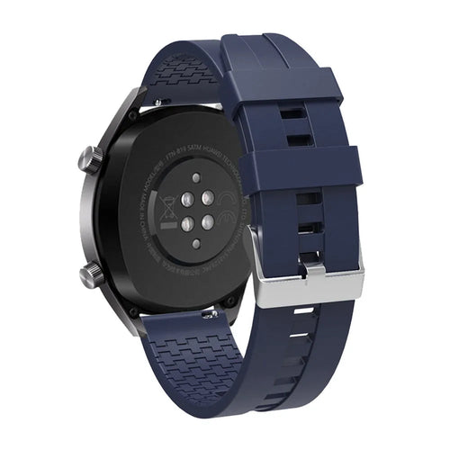 Silicone Strap 'Extreme', dark blue, on a watch, 3/4 rear view