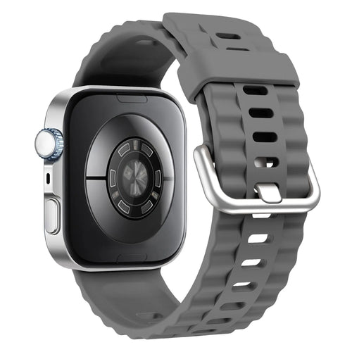 Silicone Classic Strap, dark grey, on a watch, 3/4 rear view