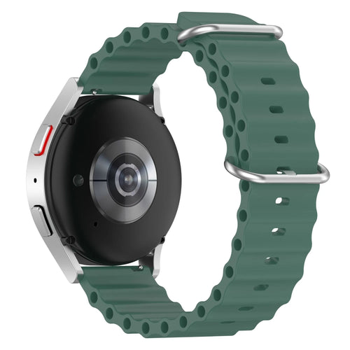 Silicone Ocean Strap, dark green, on a watch, 3/4 rear view