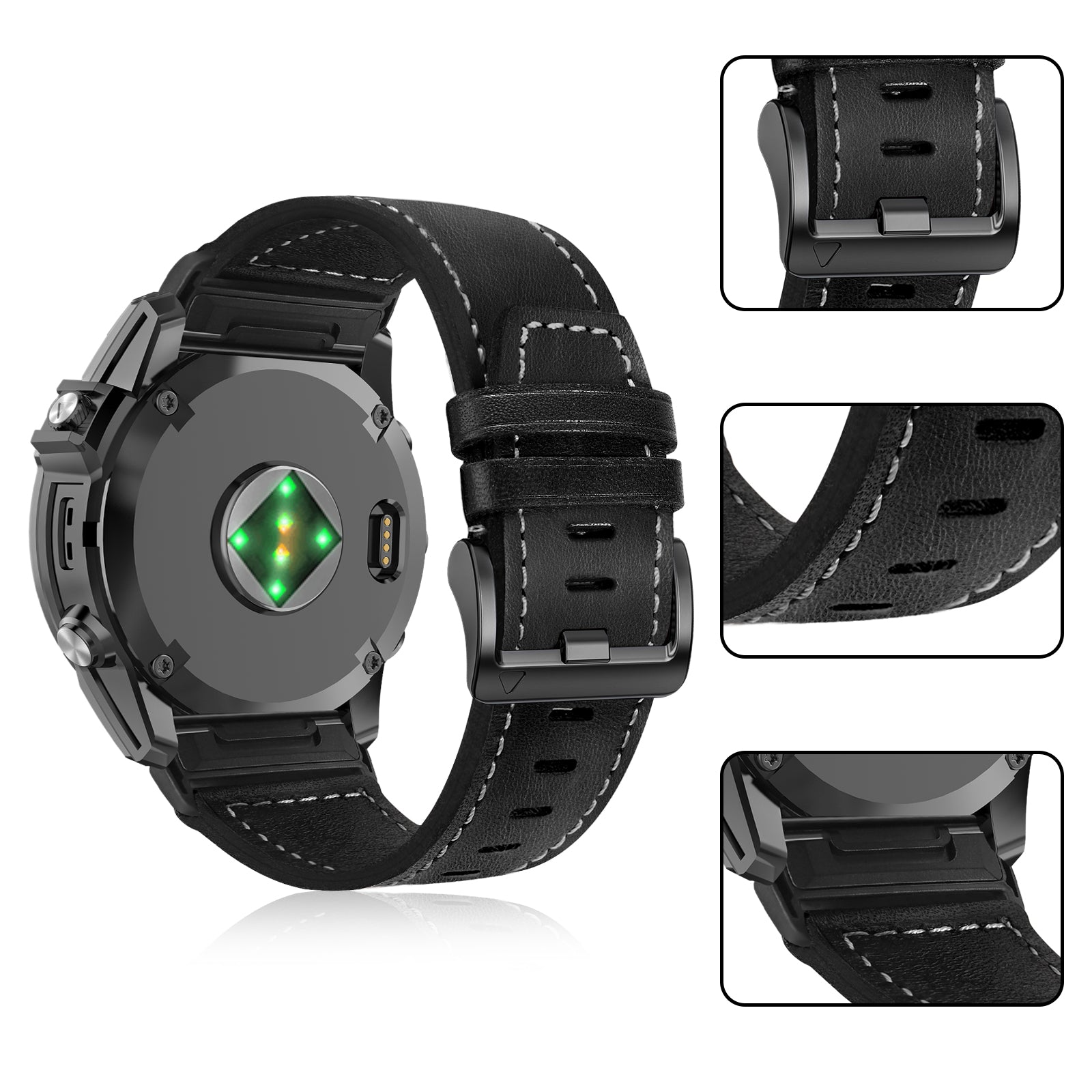 Bracelet cuir premium Garmin Instinct 2 (noir)