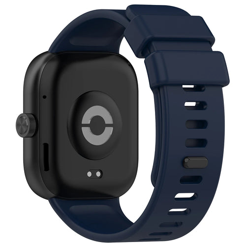 Silicone Strap, dark blue, on a watch, 3/4 rear view