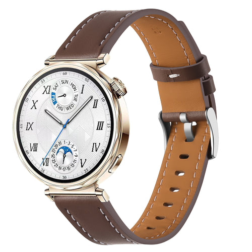 Huawei Watch GT 7 - 41mm Leather Strap 'One Push' (Dark Brown)