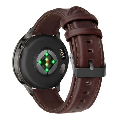 Bandz Garmin Vivomove Style Leather Strap 'Classic' (Dark Brown)