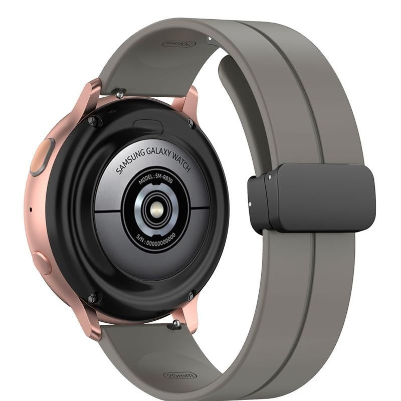 D-Buckle Silicone Strap, dark grey, on a watch, 3/4 rear view