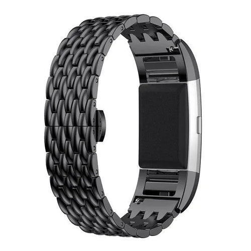 Steel Dragon Strap, black, on a watch, 3/4 rear view