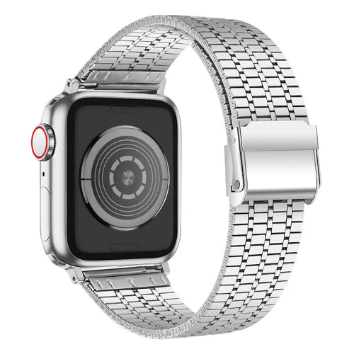 Fine Steel Strap, silver, on a watch, 3/4 rear view