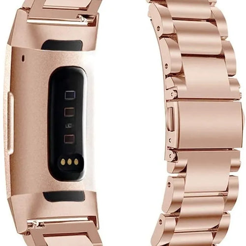 Steel Strap, rose gold, on a watch, 3/4 rear view