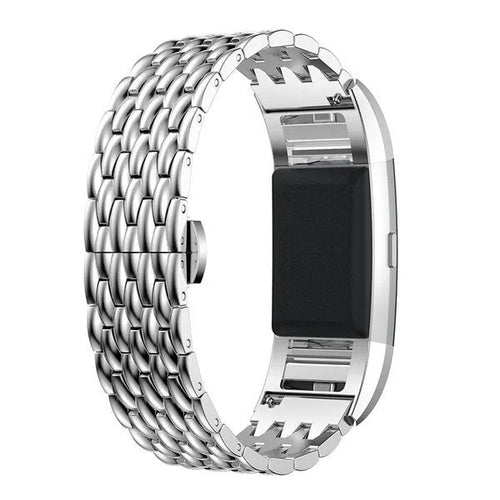 Steel Dragon Strap, silver, on a watch, 3/4 rear view