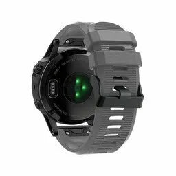 Silicone Strap, grey, on a watch, 3/4 rear view