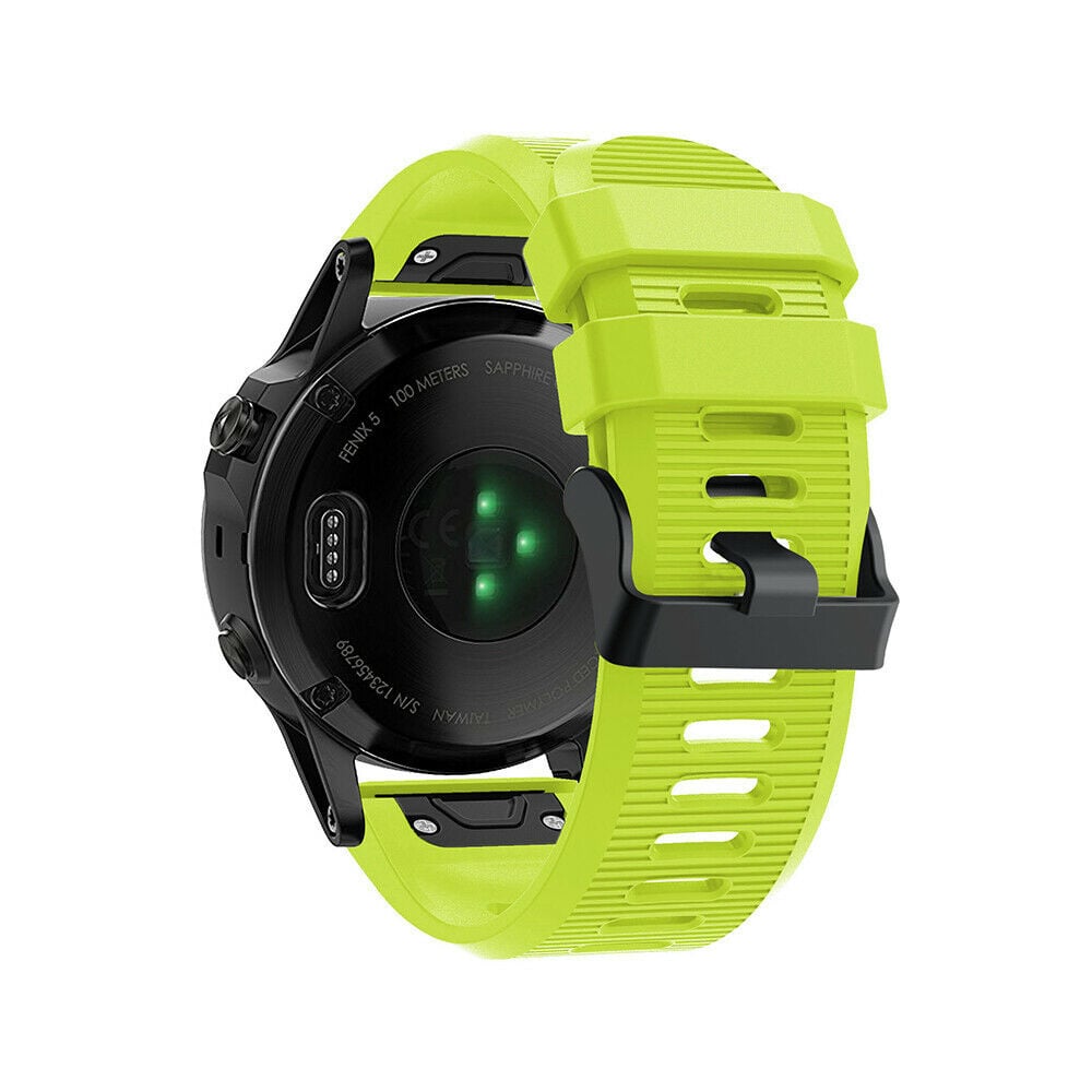 Silicone Strap, light green, on a watch, 3/4 rear view