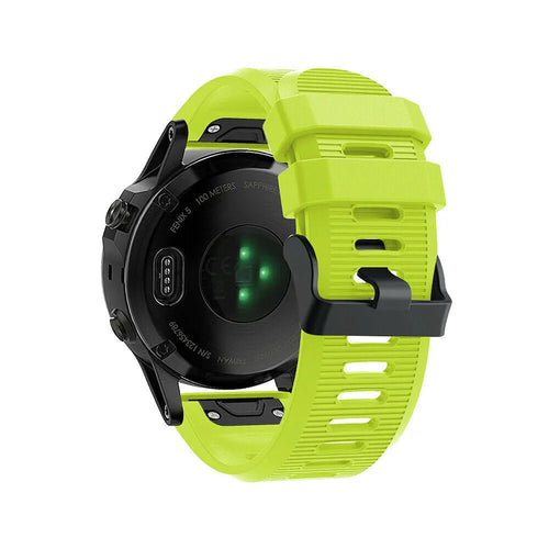 Silicone Strap, light green, on a watch, 3/4 rear view