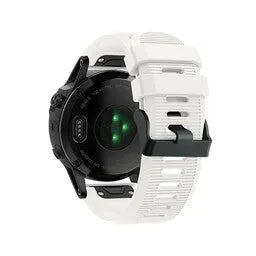 Silicone Strap, white, on a watch, 3/4 rear view