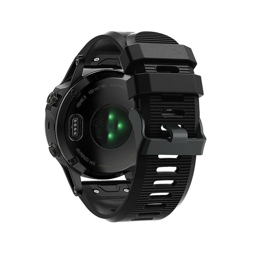 Silicone Strap, black, on a watch, 3/4 rear view