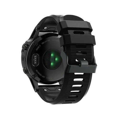 Silicone Strap, black, on a watch, 3/4 rear view