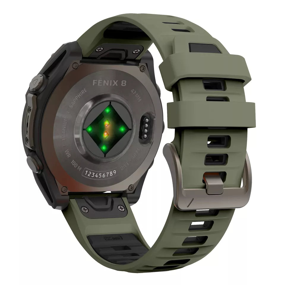 Bracelet sport avec boucle Garmin Fenix 8 Pro - 51mm (vert olive/noir)
