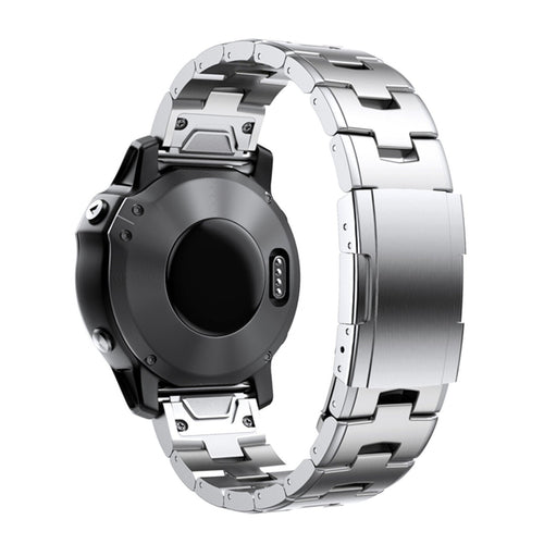 Titanium Strap, silver, on a watch, 3/4 rear view