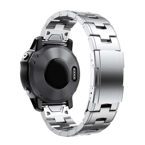 Titanium Strap, silver, on a watch, 3/4 rear view