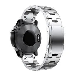 Titanium Strap, silver, on a watch, 3/4 rear view